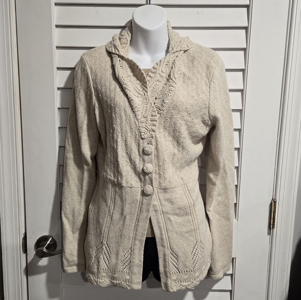 Christopher & Banks Women's Cream Knit Cardigan